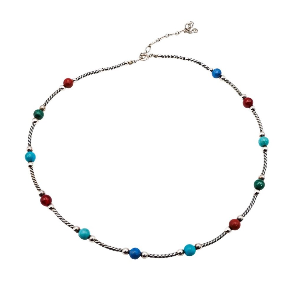 Carolyn Pollack Southwestern Sterling Silver Gemstone Necklace 18 Inches